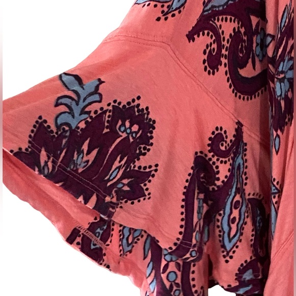 Free People Maui Wowie Printed Knit Flutter Sleeve Boho Top Size Small - Picture 7 of 9